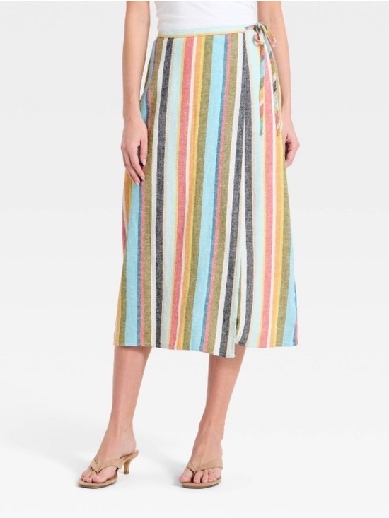 a new day Dresses & Skirts - NEW a new day midi linen wrap skirt Small S PERFECT
